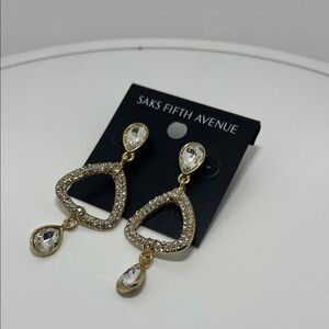 Saks Fifth Avenue Gold and Silver Triangle Drop Earrings